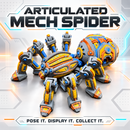 Articulated Mech Spider Multicolor 3D Printed Robot Collectible, Poseable Sci-Fi Desk Display