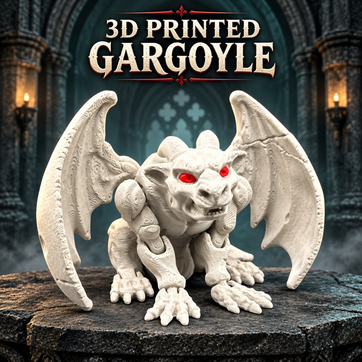 3D Printed Gargoyle – Articulated Gothic Fantasy Collectible