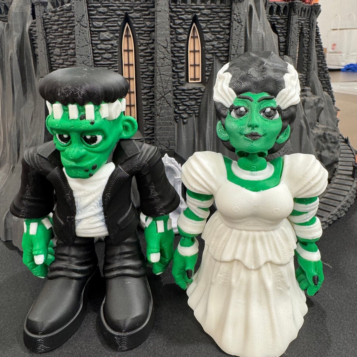 Frankenstein Monster & Bride 3D Printed Figurine Set