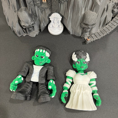 Frankenstein Monster & Bride 3D Printed Figurine Set