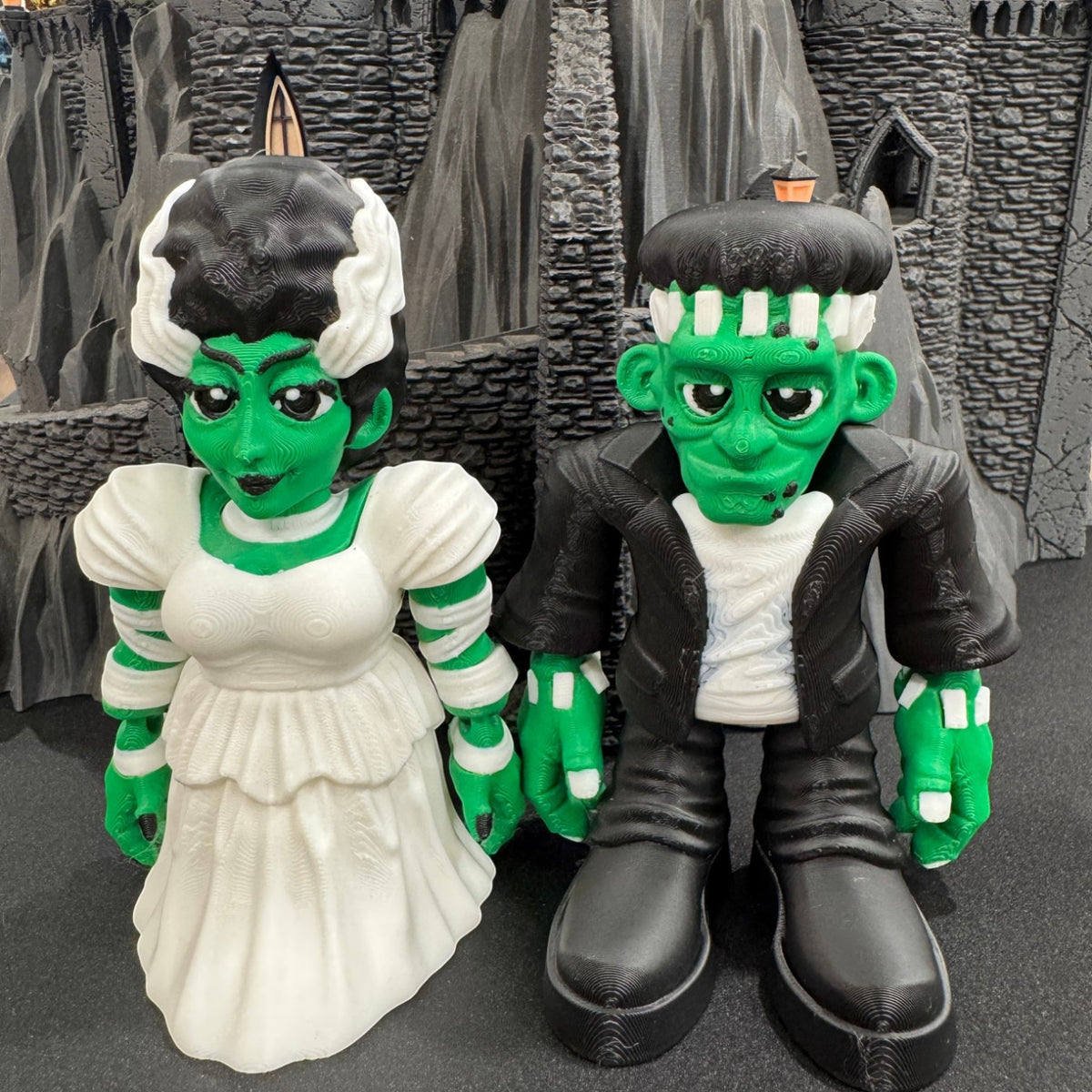 Frankenstein Monster & Bride 3D Printed Figurine Set