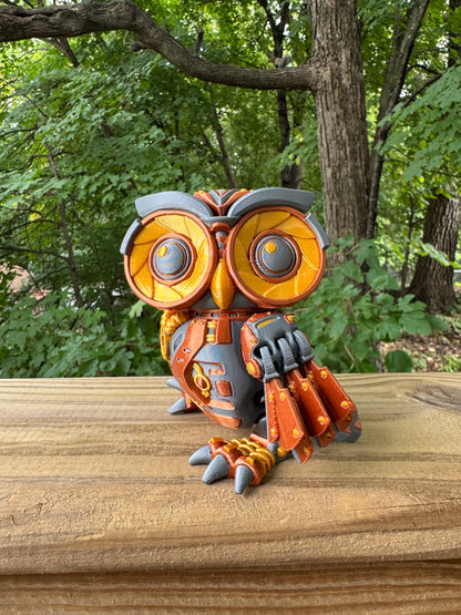 Cyber Owl 3D Printed Robot Owl Collectible
