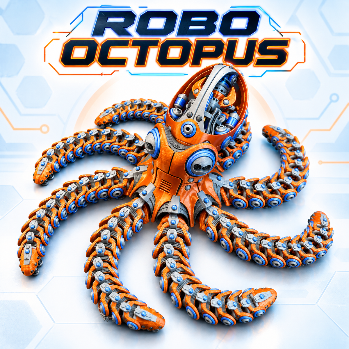Robo Octopus 3D Printed Mechanical Octopus Cyberpunk Collectible 12'' across