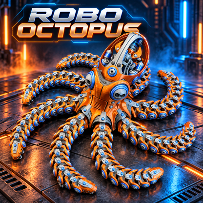 Robo Octopus 3D Printed Mechanical Octopus Cyberpunk Collectible 12'' across