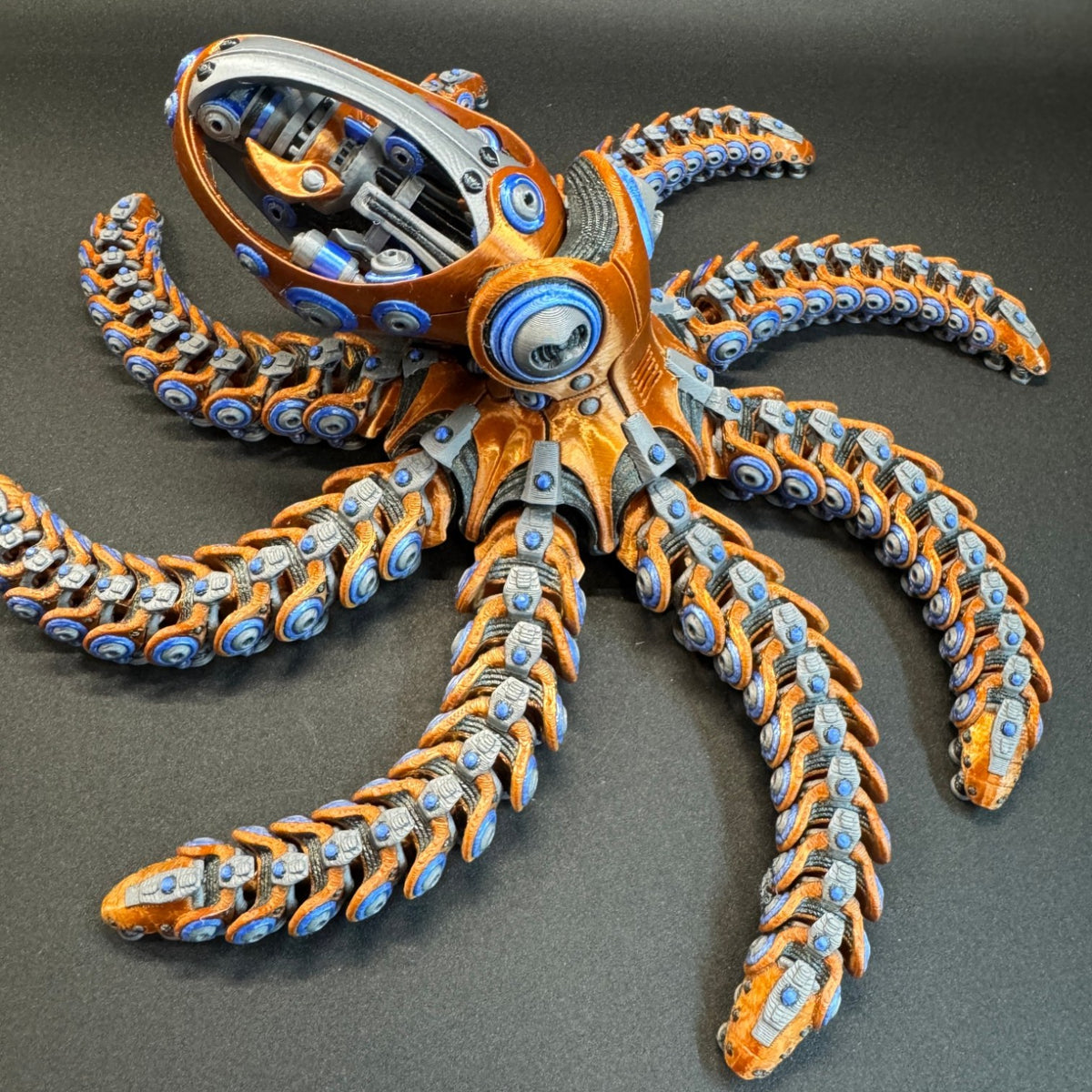 Robo Octopus 3D Printed Mechanical Octopus Cyberpunk Collectible 12'' across