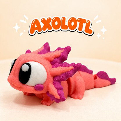 3D Printed Articulated Axolotl – Pink